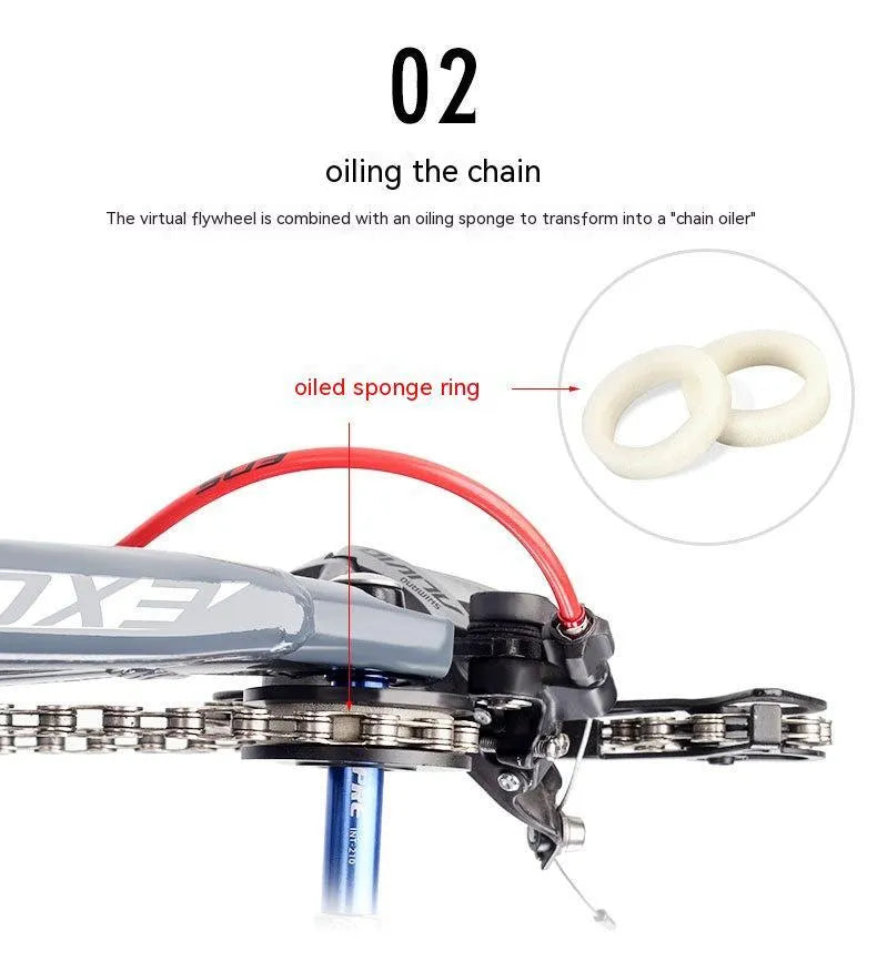 Aluminium bicycle chain holder tool for washing and tension measurement on a workbench.