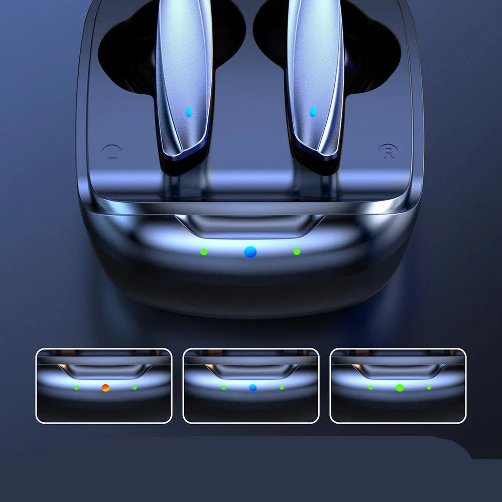 Black and white TWS Bluetooth 5.1 wireless in-ear headphones with USB charging case