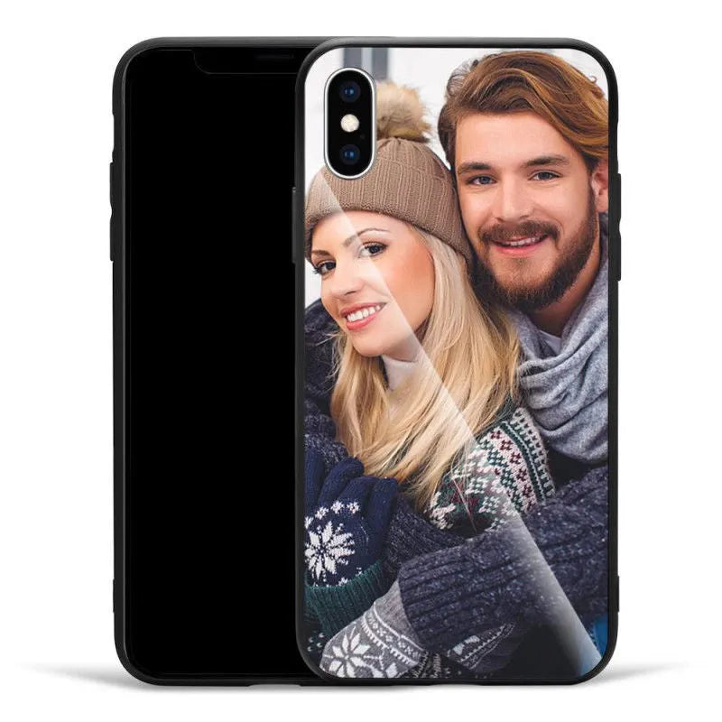 Patterned hard iPhone case with raised edge around camera lens on a table