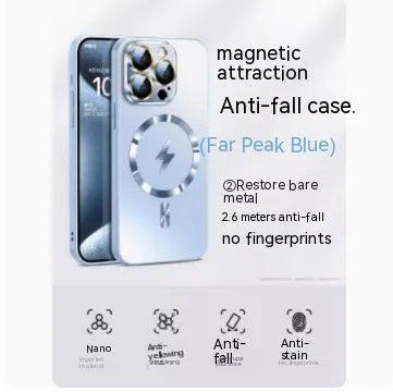 Frosted glass magnetic suction phone case for iPhone 15 in matte finish multiple colours