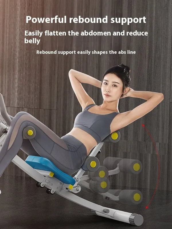 Home female belly training waist-shaping machine with metal frame, black ribbon drawstring, 113x30x70cm