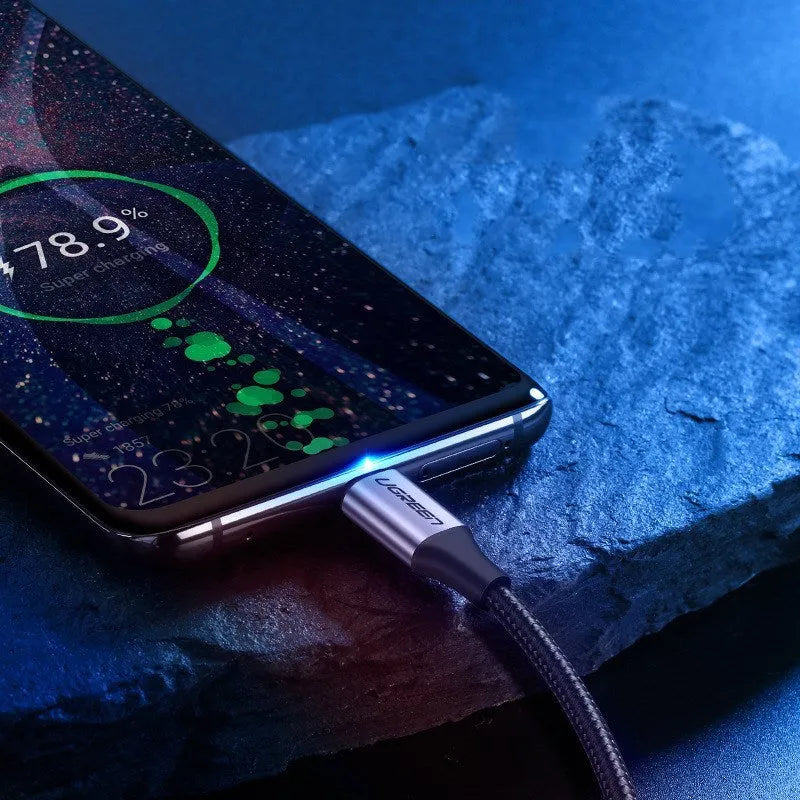 Ugreen black nylon braided USB-A to USB-C fast charging cable in multiple lengths