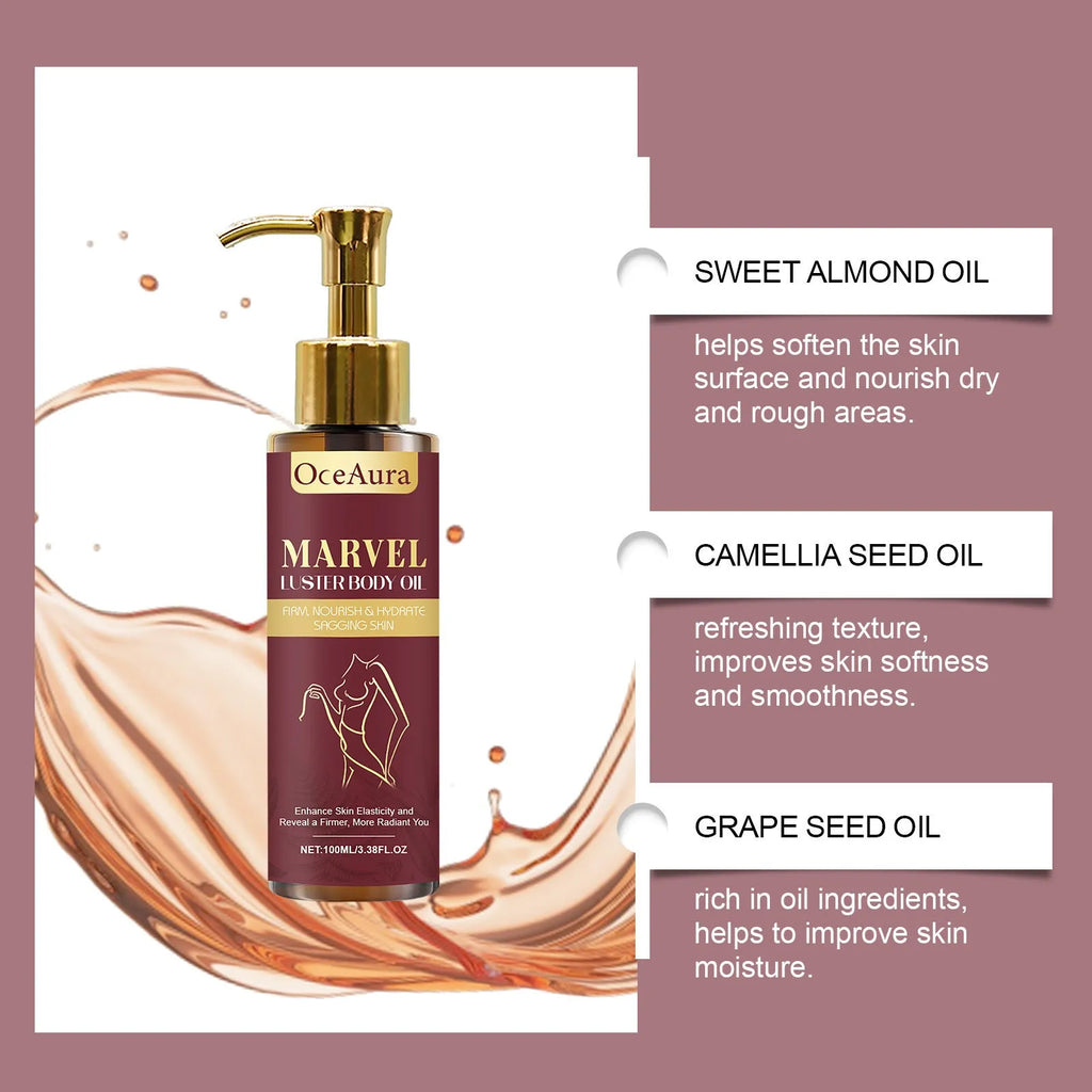 100ml bottle of Gloss Care body massage oil with plant-based ingredients