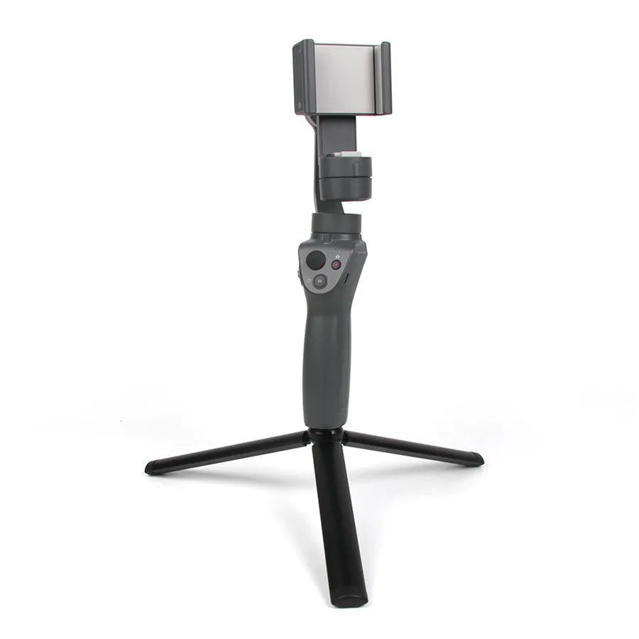 Black aluminium alloy mobile phone tripod handheld stabiliser compatible with iPhone