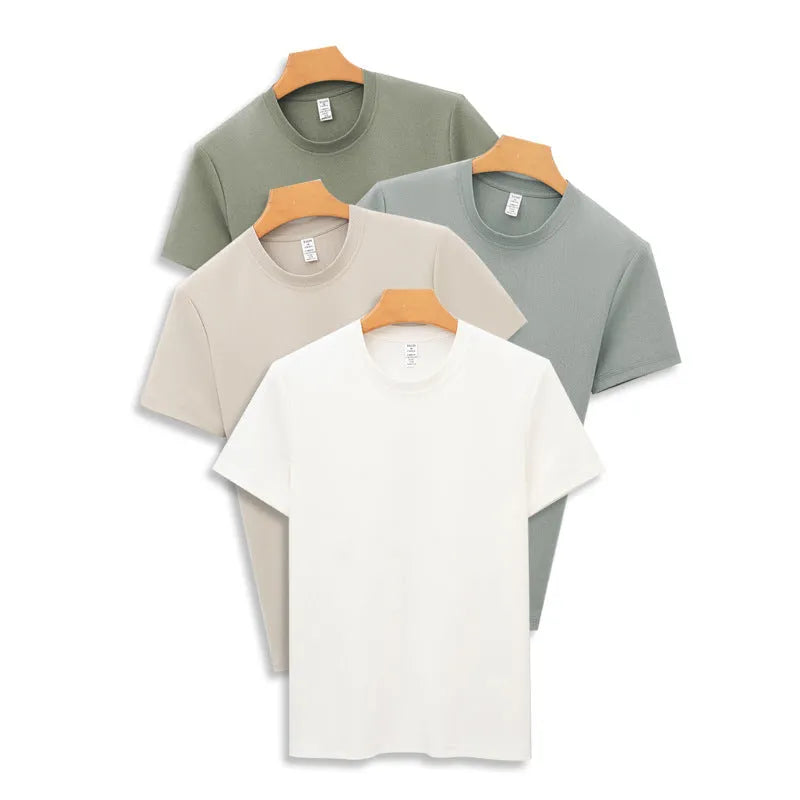 Men's solid colour short sleeve antibacterial quick-dry T-shirt on a hanger