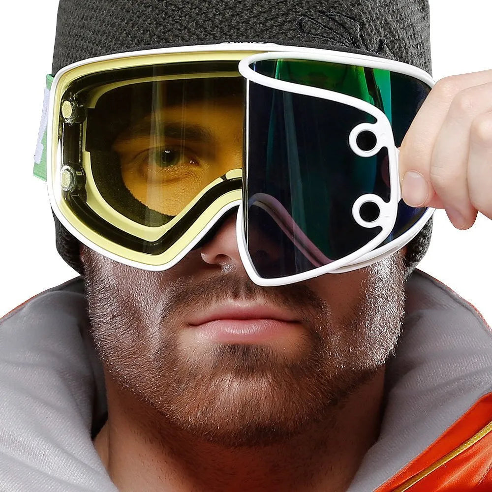 Magnet myopia night vision ski goggles with double-layer anti-fog PC and TPU construction