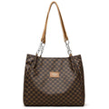 Retro women's PU leather handbag in brown, grey or white with polyester lining