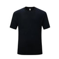 Men's solid colour cotton short sleeve t-shirt on a hanger, shown in black and white options.