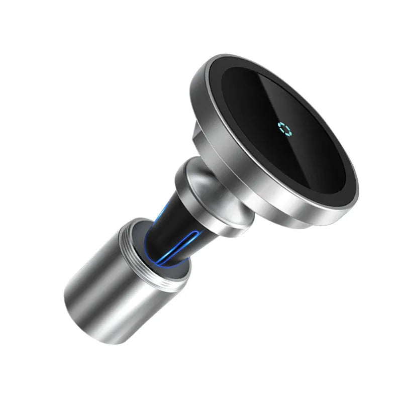 15W magnetic car wireless charger, silver rotating base bracket for iPhone 12 series and Android phones