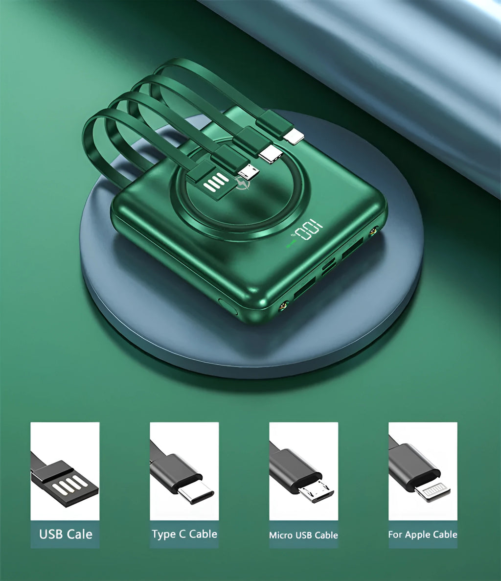 20000mAh PD fast charging power bank with LCD display in black, green, or red colour options
