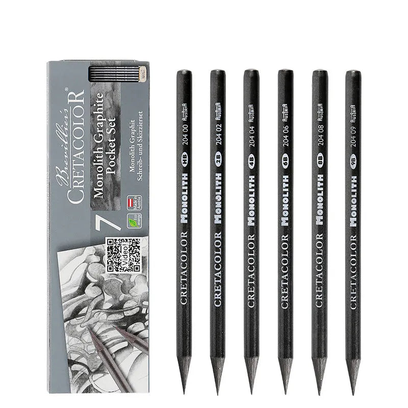 Wood-free graphite sketch pencil showing 146mm length, available in multiple hardness grades for drawing