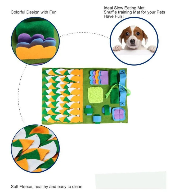 Polyester dog sniffing mat with detachable design, available in 45 x 45 cm to 90 x 90 cm sizes
