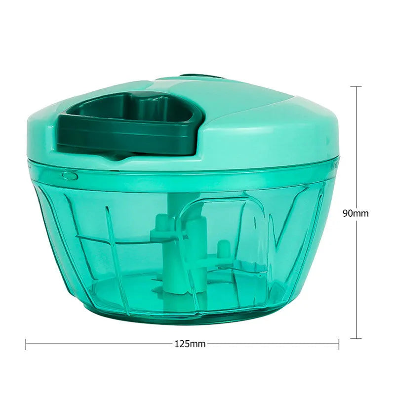Green manual food chopper with stainless steel blades and 500ml capacity