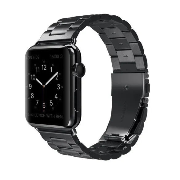 Classic stainless steel watchband in rose gold for 42mm watch case with metal link design