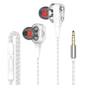 Wired in-ear headphones with dual subwoofers, 3.5mm plug, microphone, silicone tips, 1.2m cable