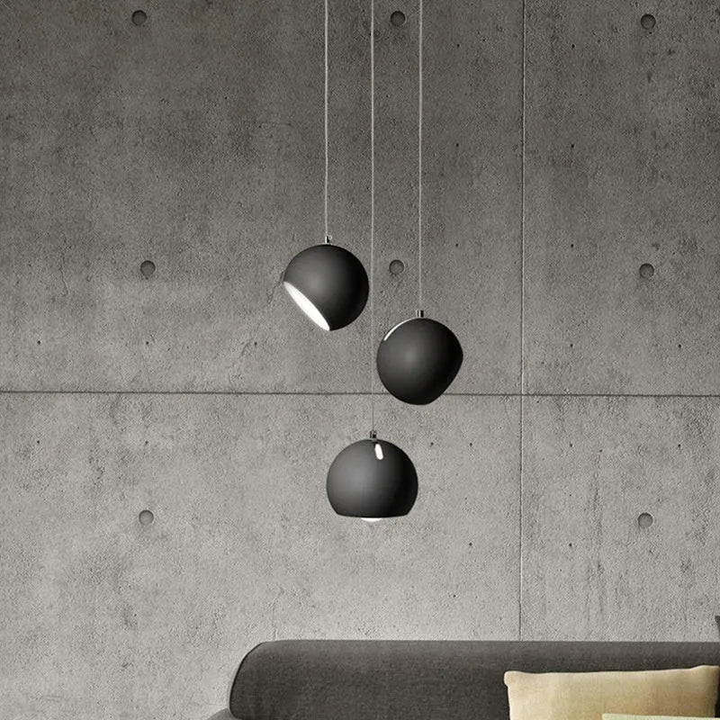 Ball chandelier table lamp with post-modern design in moon white or black finish, single or three head options