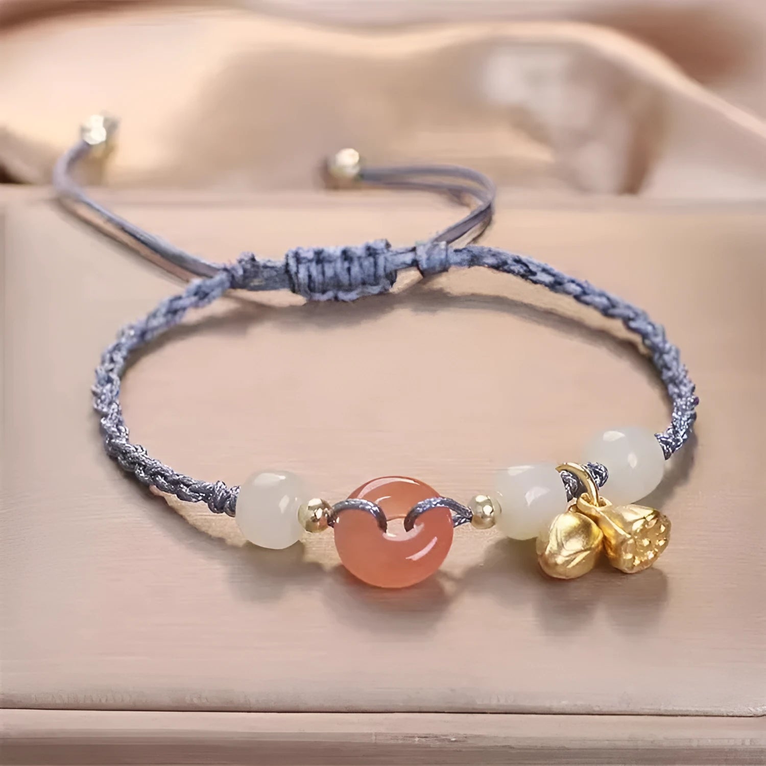 Hetian jade bracelet with constellation modelling, peace buckle closure, and coloured strap options including blue, yellow, red, and brown