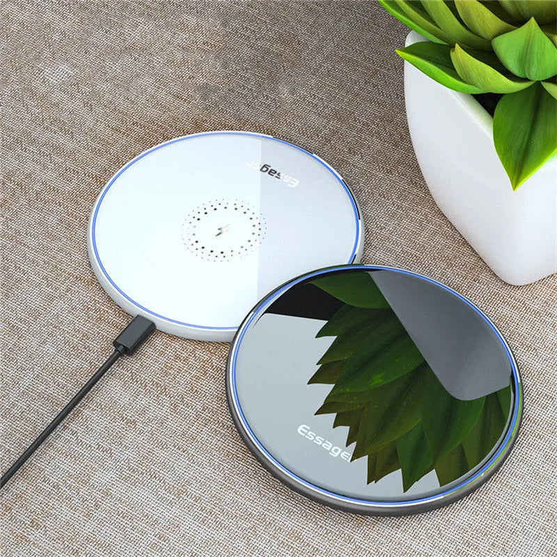 Black or white aluminium alloy wireless charging pad with LED status light