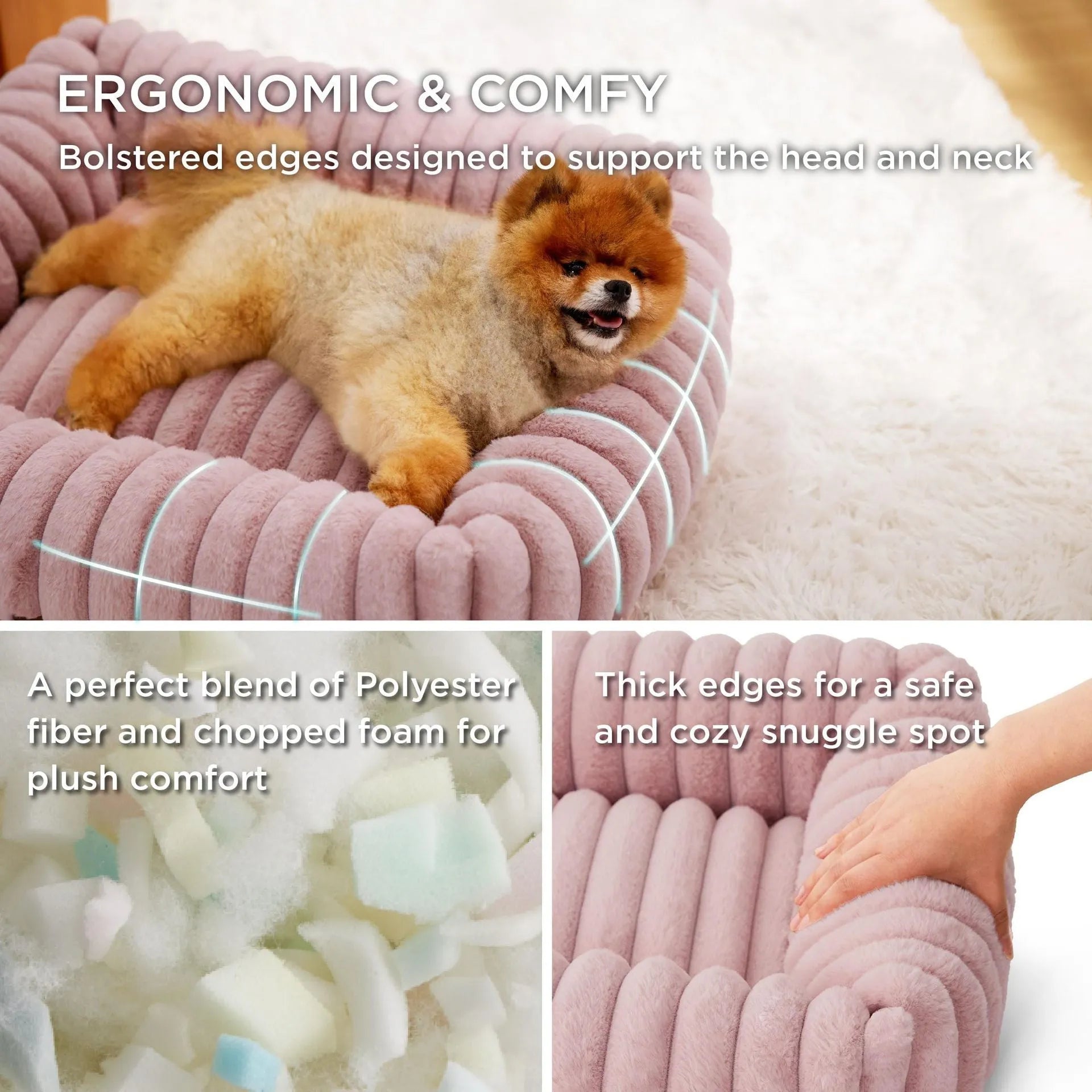 A raised winter pet bed for cats or dogs with a soft cushion, shown in a neutral colour.