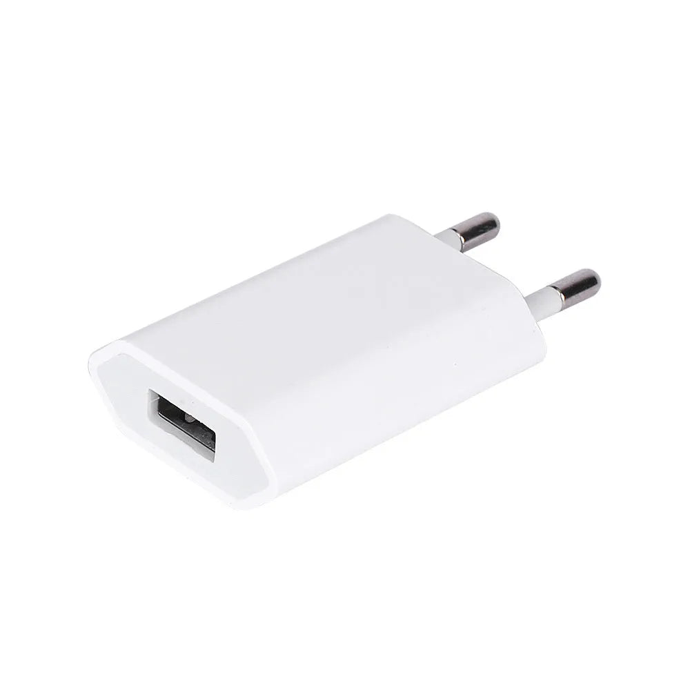 5V 2A USB wall charger plug with charging cable compatible with iPhone and iPad models