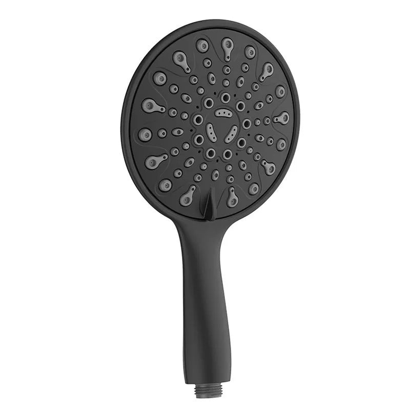 Portable 6-inch handheld shower head with electroplated finish showing multiple spray functions