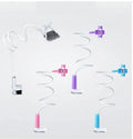 Lazy mobile phone bracket with spiral clip base and bendable alloy pipe in blue or pink, 80cm to 138cm
