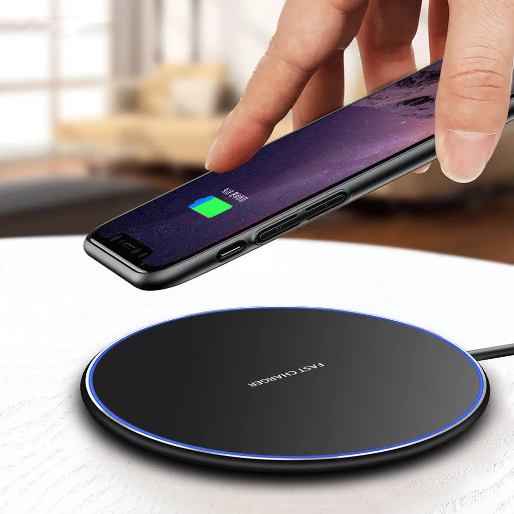 10W metal Qi wireless charger ultra-thin 100mm pad with Micro USB cable white