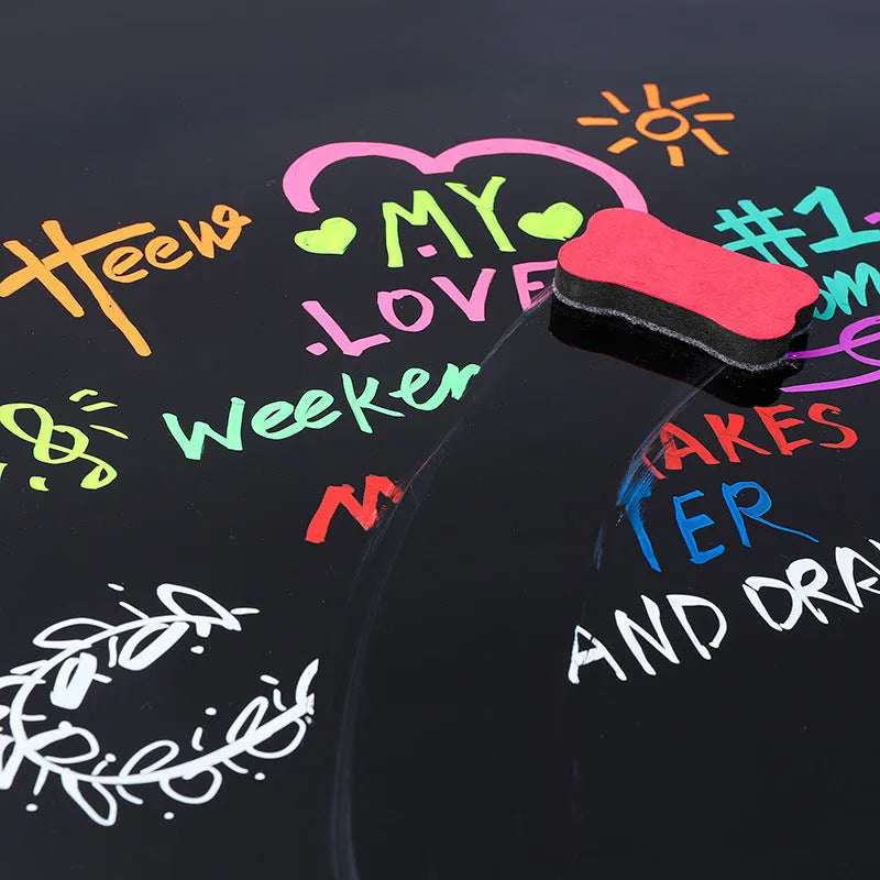 Plastic electronic fluorescent plate highlighter pen with oblique 6mm tip, shown in multi-colour sets for dry-wipe boards.