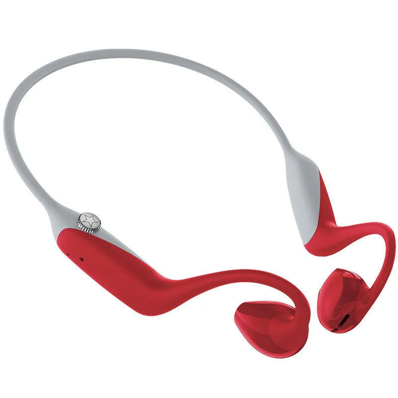 Bone conduction open sports Bluetooth headset in blue with ear hook design