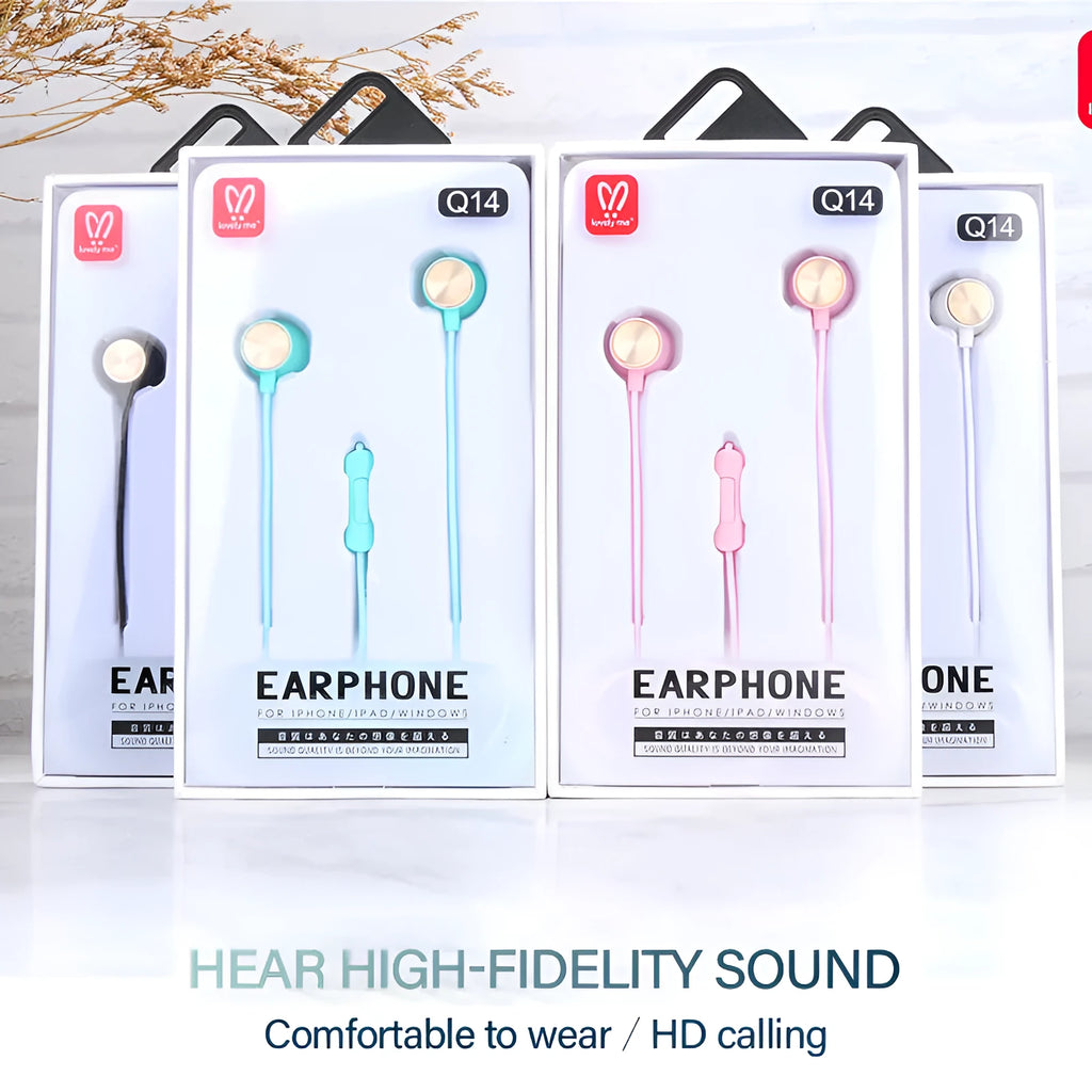 Wired in-ear karaoke earphones with 120cm cable in black white green and pink