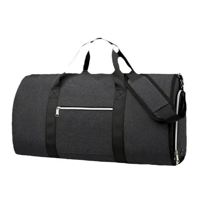 Oxford cloth sports bag in grey with expansion zip and wet dry separation compartment