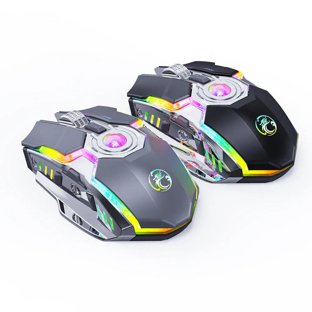 7-button 2.4G wireless gaming mouse, 3200dpi, RGB streamer, 120x78x35mm, black or grey