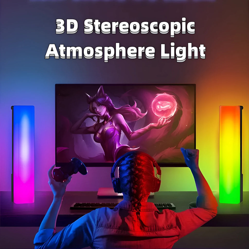3D RGB music voice-activated rhythm table top ambiance lamp in white or black shell