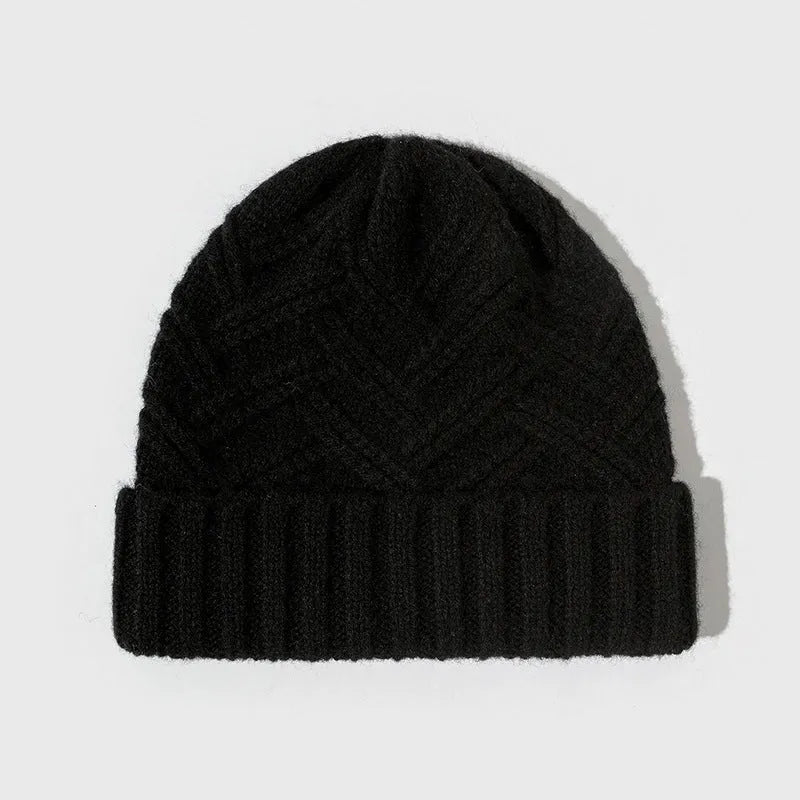 Wool knitted women's hat with dome crown in one of six colours: ivory white, khaki, red, brown, grey, or black.