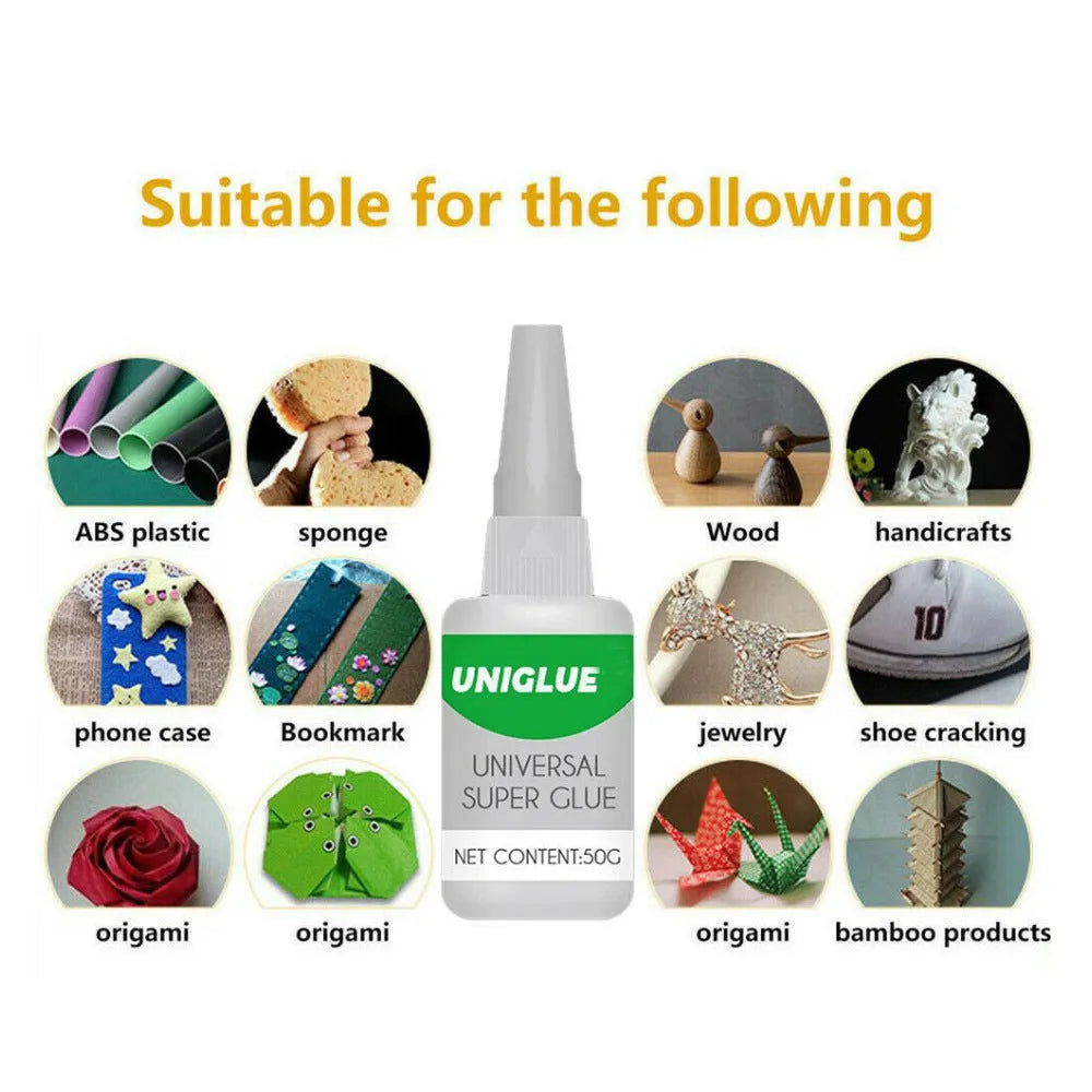 Universal super glue tube with pin-point nozzle for instant bonding on multiple surfaces