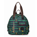 Nylon women's backpack in black, khaki, or green letter rabbit, showing sandwich pocket and large 48cm height.