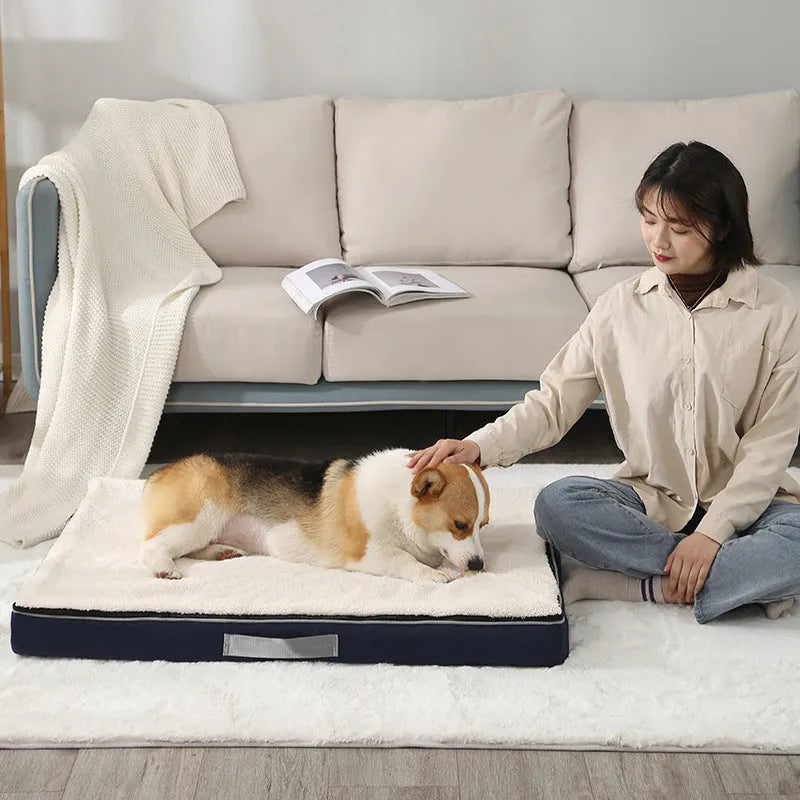 Removable washable memory sponge pet mat for dogs with brown Shu cotton velvet cover