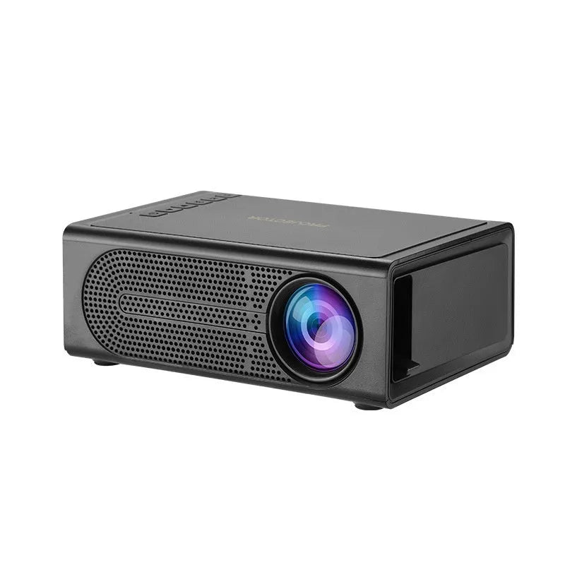 Portable mini projector in black or white with mobile phone wired same-screen display and multiple plug options