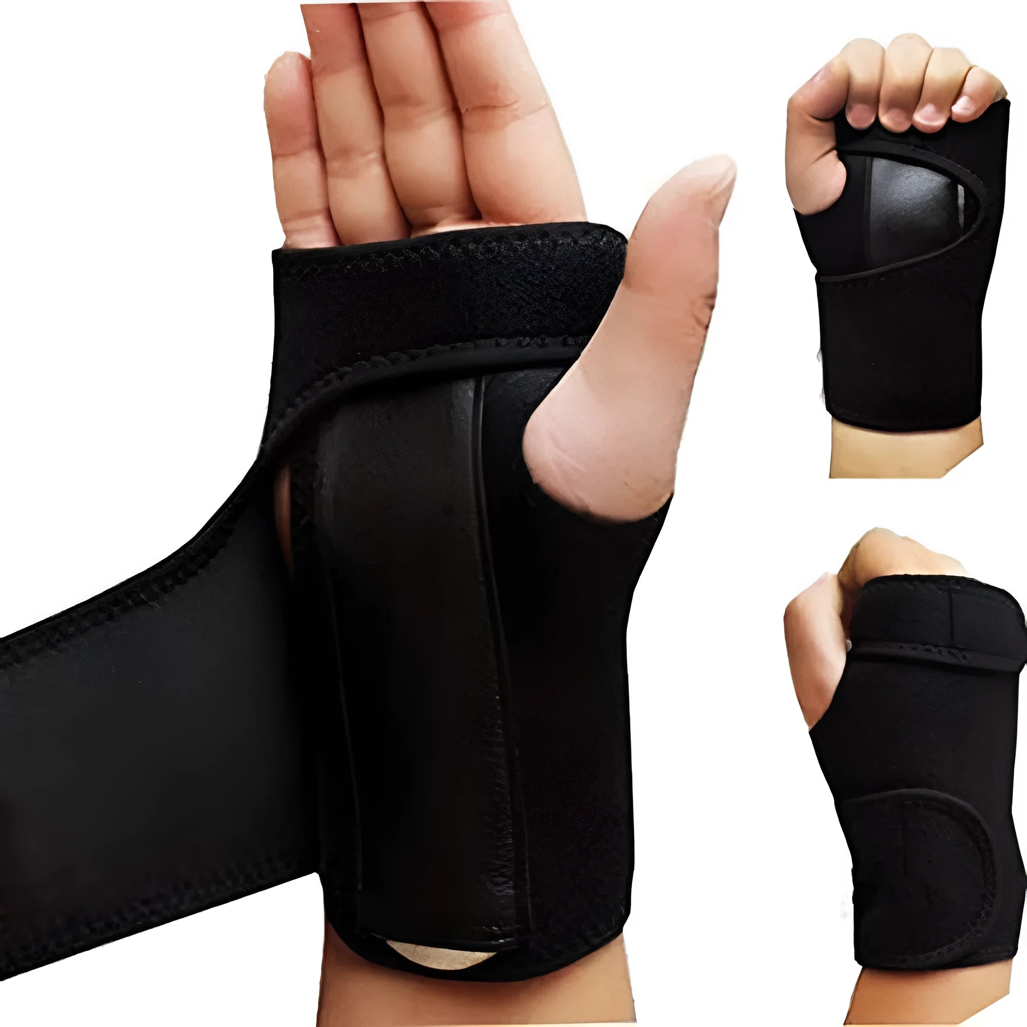 Adult polyester wrist guard black for roller skating and outdoor sports left or right hand