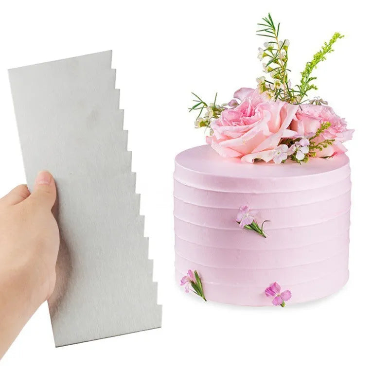 Stainless steel cream scraper with polygon cake pattern designs in modern simplicity style
