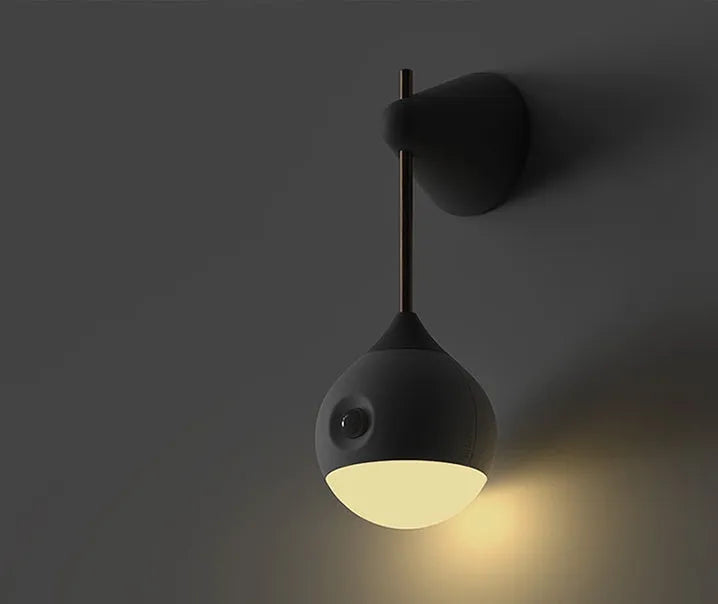 Induction night light with motion sensor, LED spiral shade, 149x61x56mm, Morandi Grey or Nutcracker colour