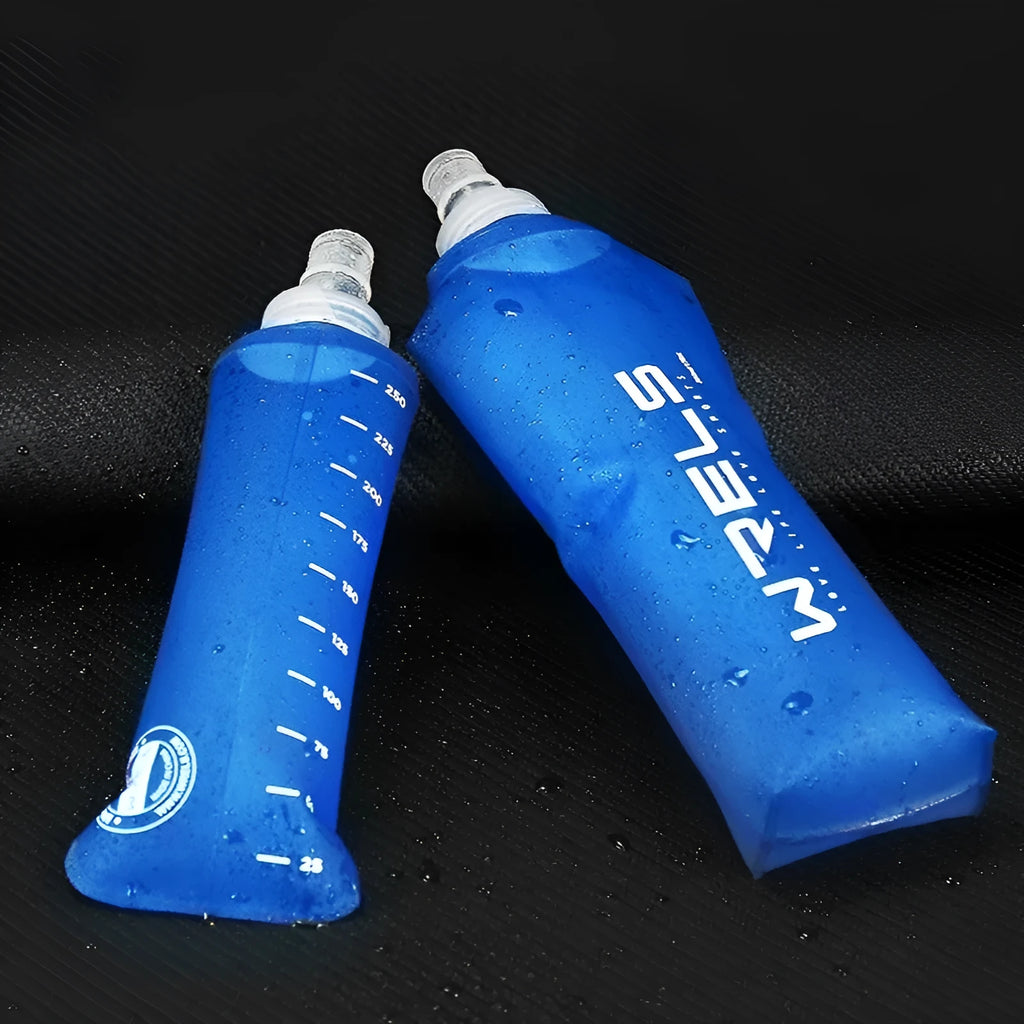 Large capacity soft folding water bottle in black with 250ml TPU silicone body for outdoor use