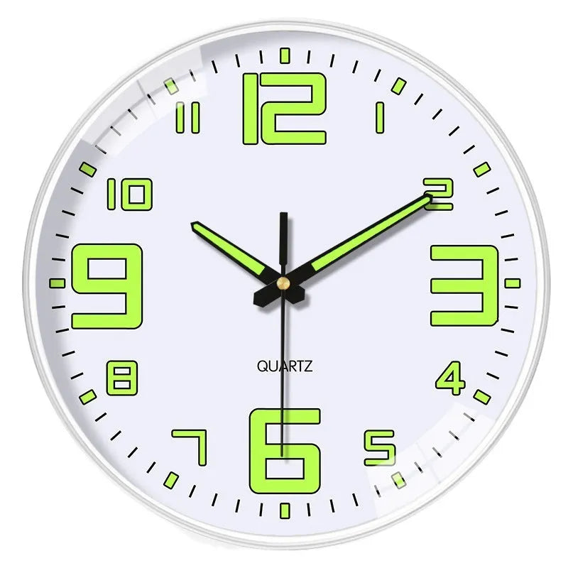 8 inch diameter luminous wall clock with modern plastic shell in colour option YG010.