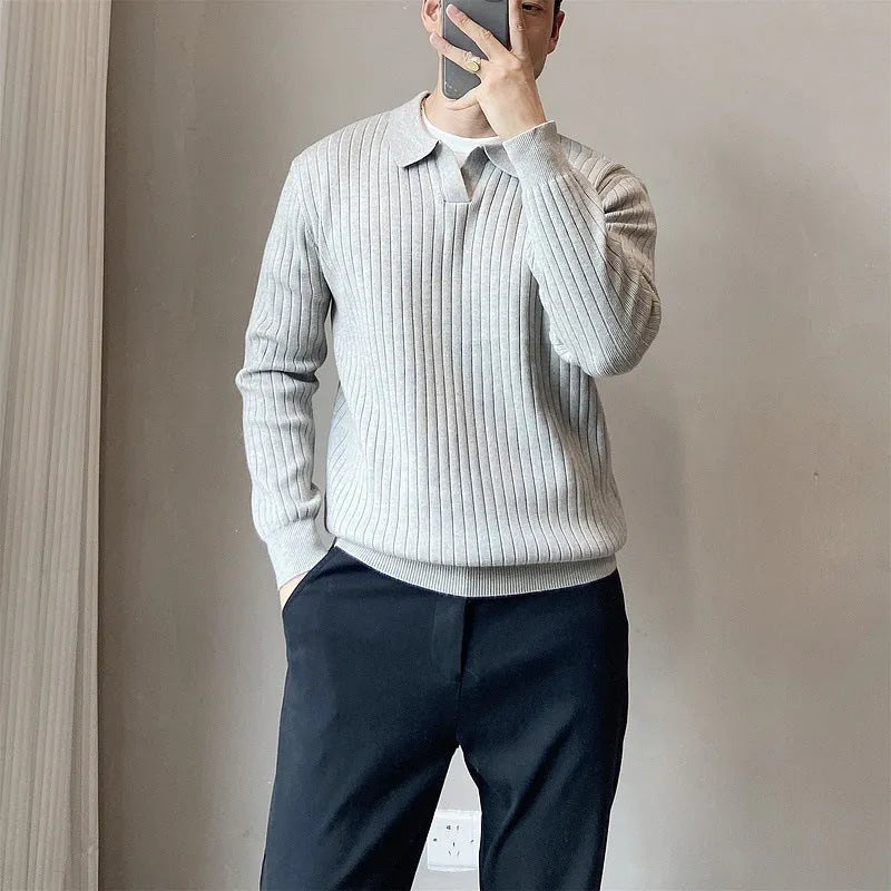Boys loose knitted pullover sweater in modal and rabbit fur blend with long sleeves