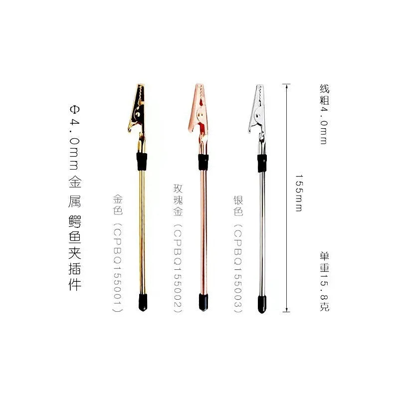 Gold-plated iron rod alligator clip note holder 155mm on a desk holding a paper note