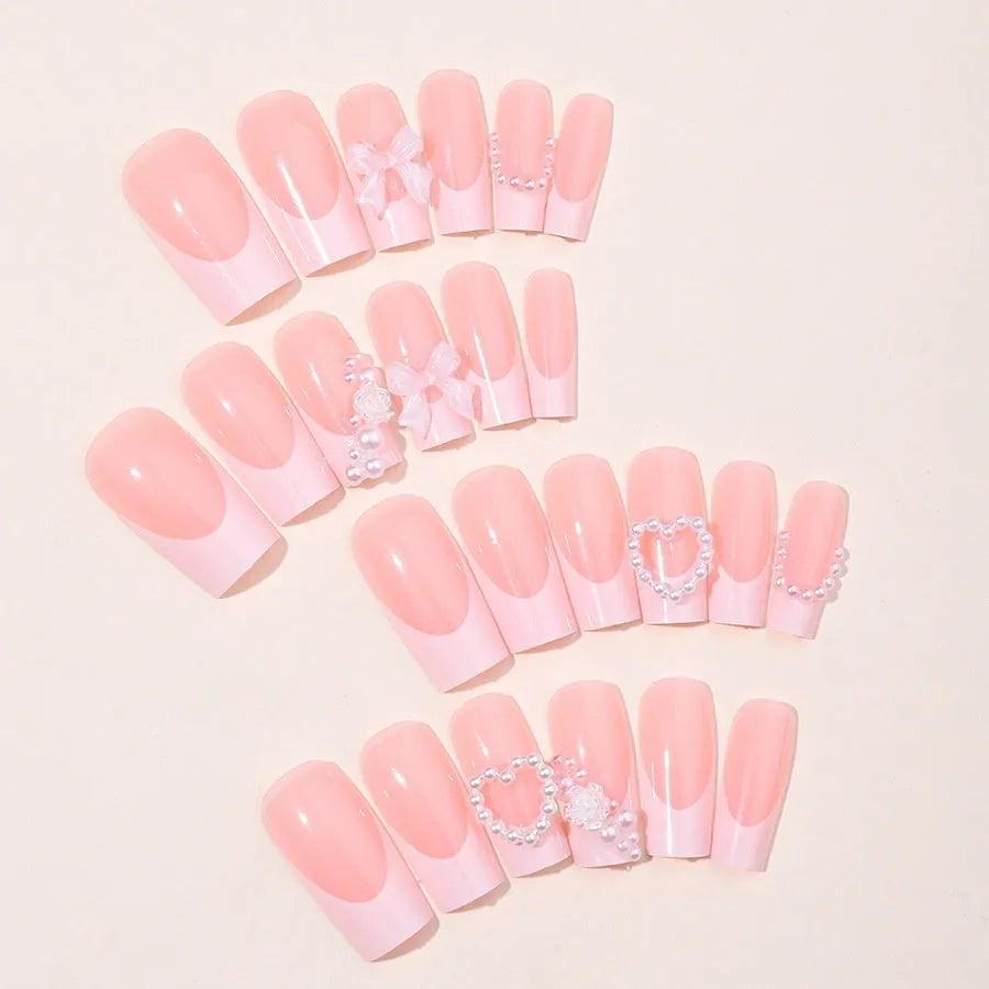 French love pearl removable nail stickers in colour XD93 with jelly glue and polish rub