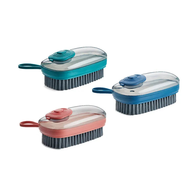 Automatic liquid cleaning brush with ergonomic ABS handle for shoes and laundry cleaning