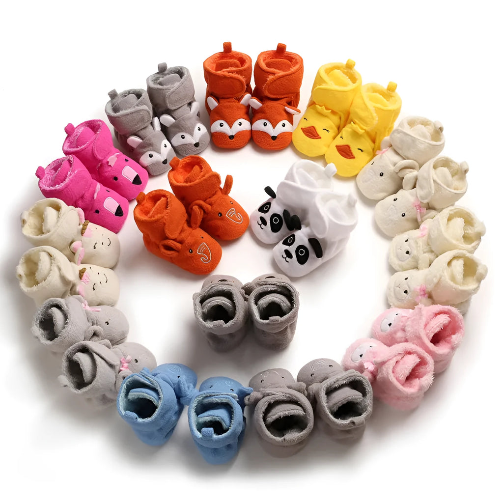 Baby toddler soft sole shoes in cotton with Velcro closure, mid-top design, neutral colour, size 12cm for autumn winter