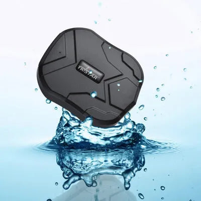 Black GPS locator tracker with 5000 mAh battery, waterproof mini casing, magnet mount, 90 x 74 x 25 mm