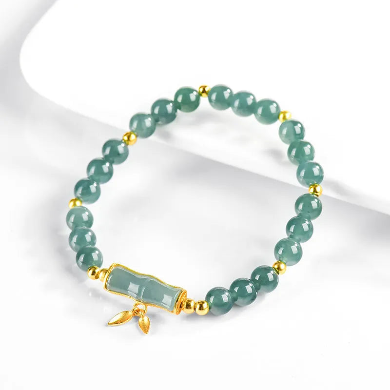 Women's blue water jade and S925 silver high-rise cargo bracelet with adjustable sizing